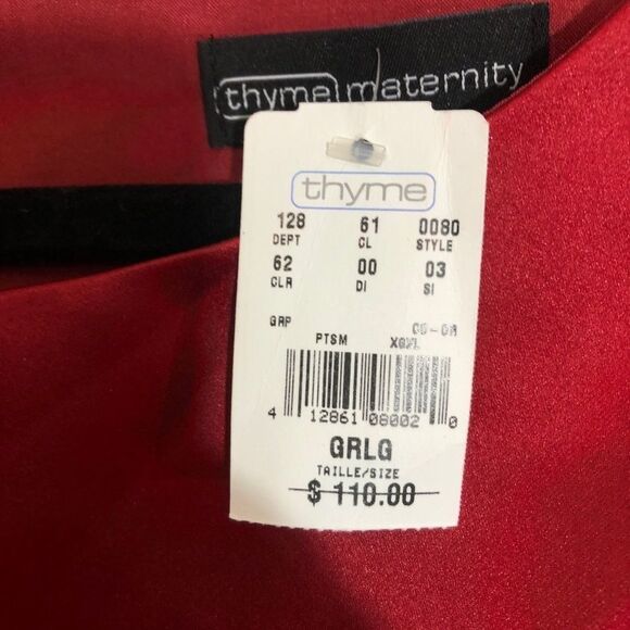 THYME Maternity Red Satin Knee length formal Dress size large - Picture 2 of 4